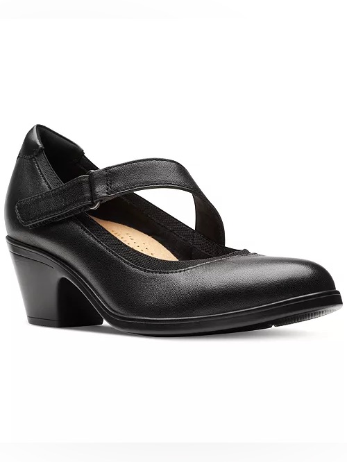 Clarks Emily Mabel Asymmetric Mary Jane Shoes In Black, Size 10 Wide, New